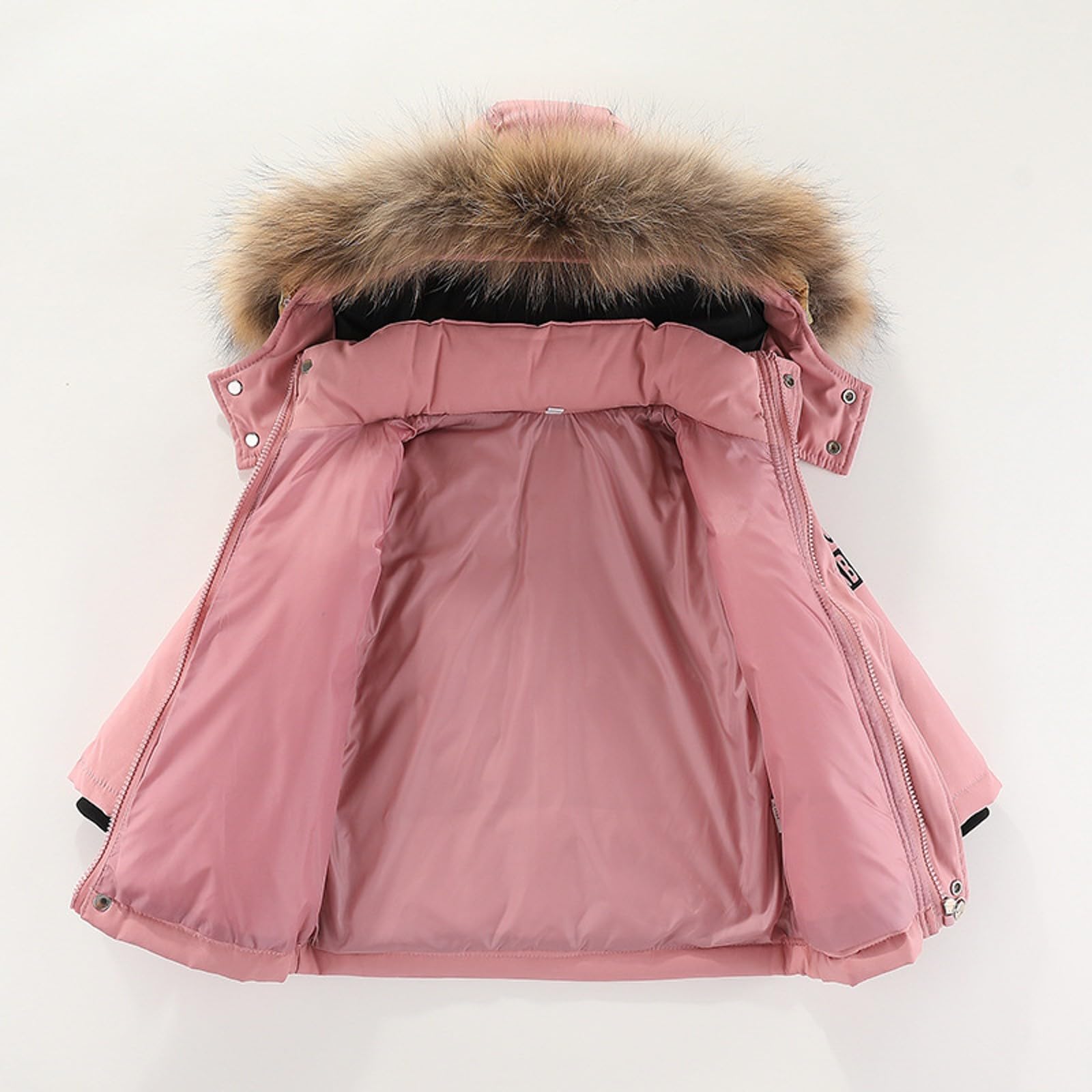 Enfant Combinaison de Ski Hiver Chaud Bébé 2 Pièces Doudoune à Capuche Zippé Manteau avec Neige Bavoir Salopette Pantalon Garçons Filles Combinaisons de Neige Imperméable Coupe-vent 1-6 Ans