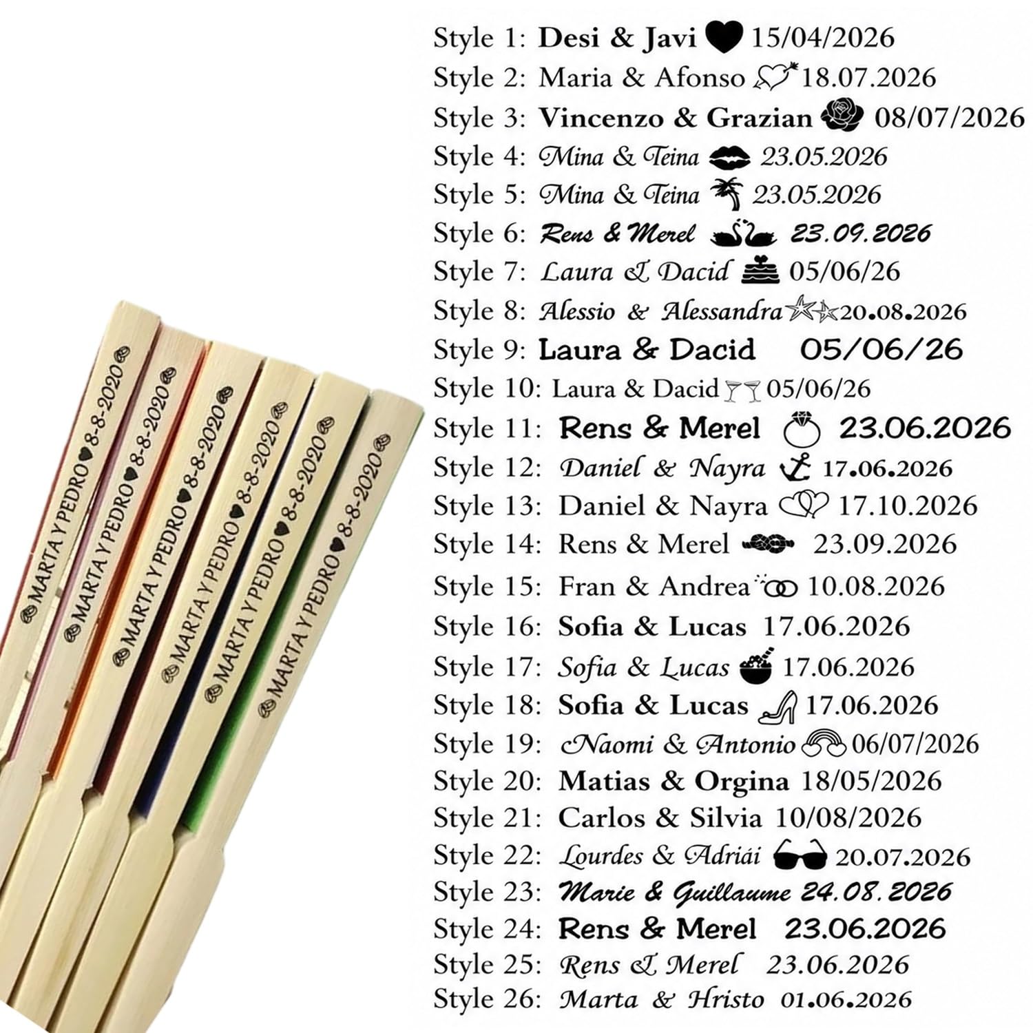 Personalisierte Faltfächer In Großmengen – Individuell Gravierte Holz- Und Stofffächer Als Hochzeitsgeschenke, Faltfächer Im Großhandel Als Gastgeschenke Und Party-Werbegeschenke(80pcs)