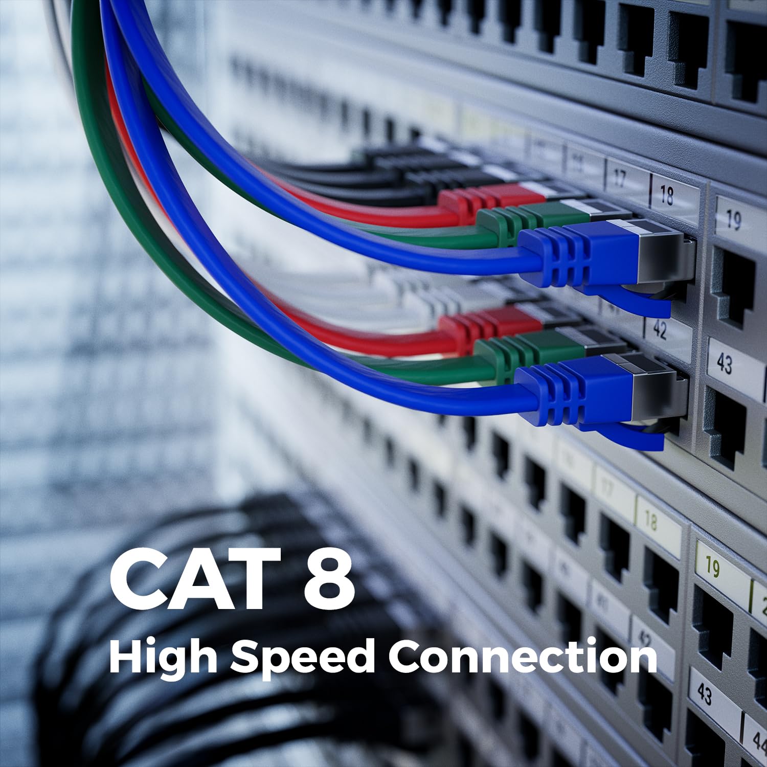 deleyCON 10x 2m CAT 8 Cable Red Plano (40 Gbit/s, Cobre) Gigabit Ethernet LAN - Cable Plano Delgado Largo - Conector RJ45 para CAT8 CAT7 CAT6 - Multicolor