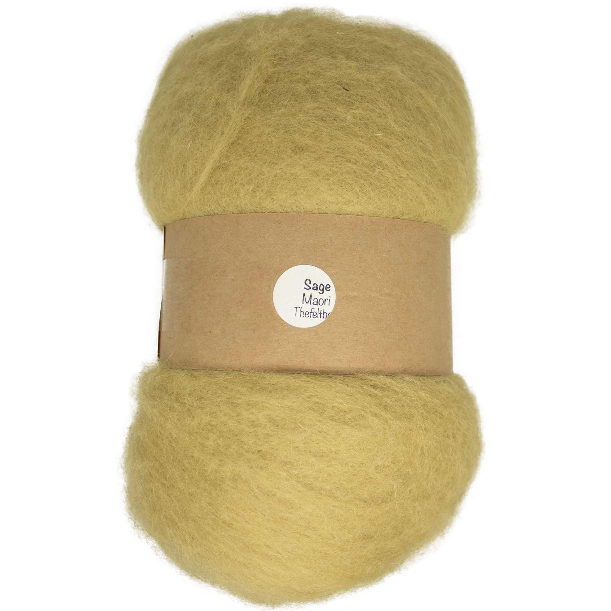 Needle Felting Wool 100g - Carded Batt for Needle & Wet Felting, Core & Finish - Maori DHG - Sage