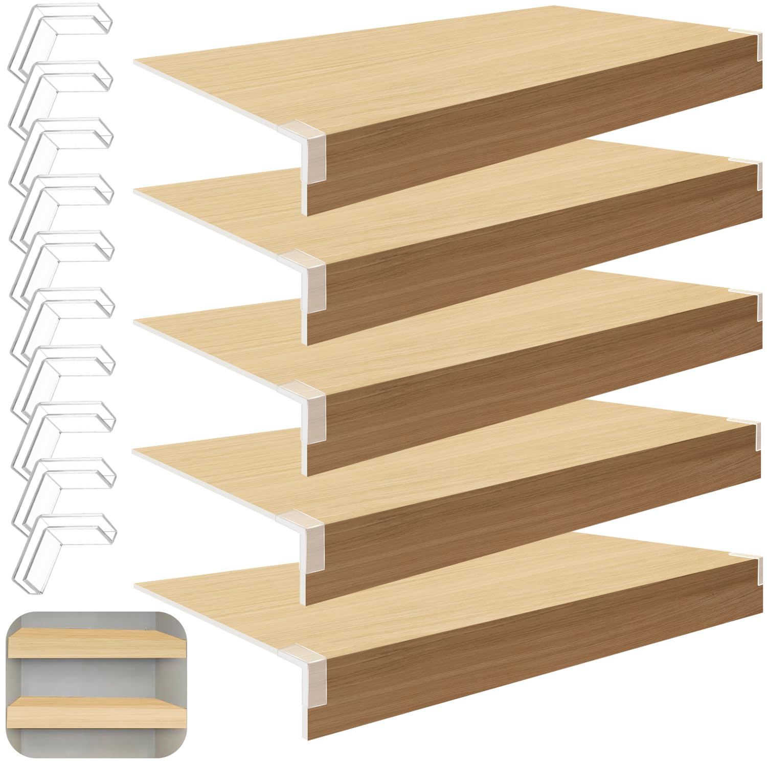 5 Pcs Wire Rack Covers, 37x16x2 in PVC Wire Shelf Cover for Pantry, Removable Closet Decoration Shelf Liners (Not Wood) for Kitchen Bathroom Office