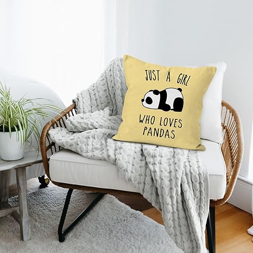 Miniatura 5 de YUESHARE Just A Girl Who Loves Pandas Panda Bear - Funda de almohada de 18 x 18 pulgadas, regalo para amantes de los osos pandas, para el hogar,