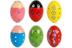 SallyFashion 6 Pack Wooden Rattles Eggs Maracas for Party Favors and Musical Exploration