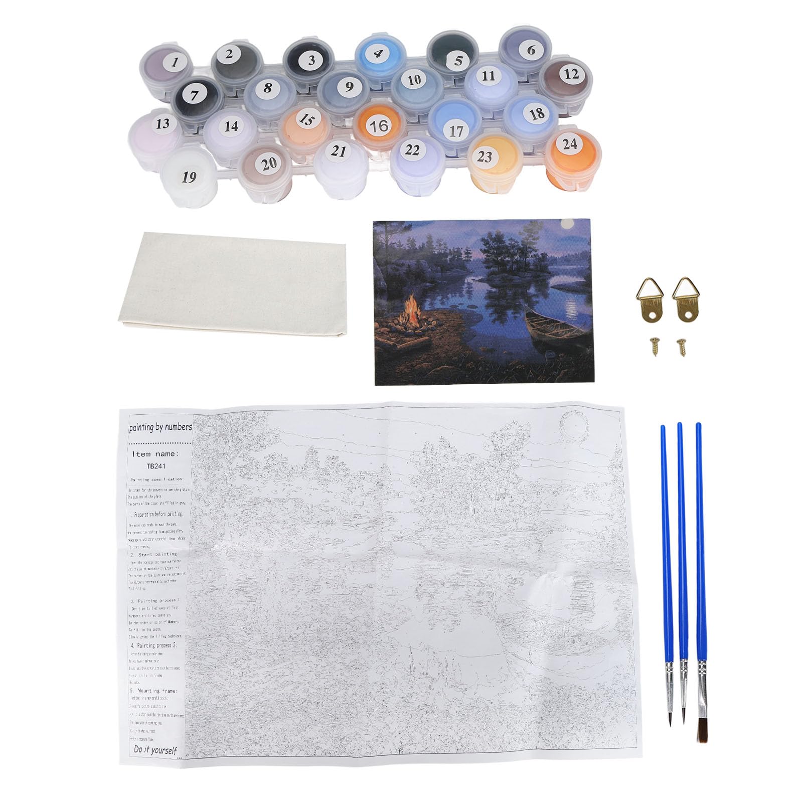 Akozon Peinture par Numéros pour Adultes et Enfants Débutants, 40 X 50 Cm, Nuit au Clair de Lune, Lac Paisible, Kit de Peinture à l'huile sur Lin de qualité Supérieure, activité Familiale,
