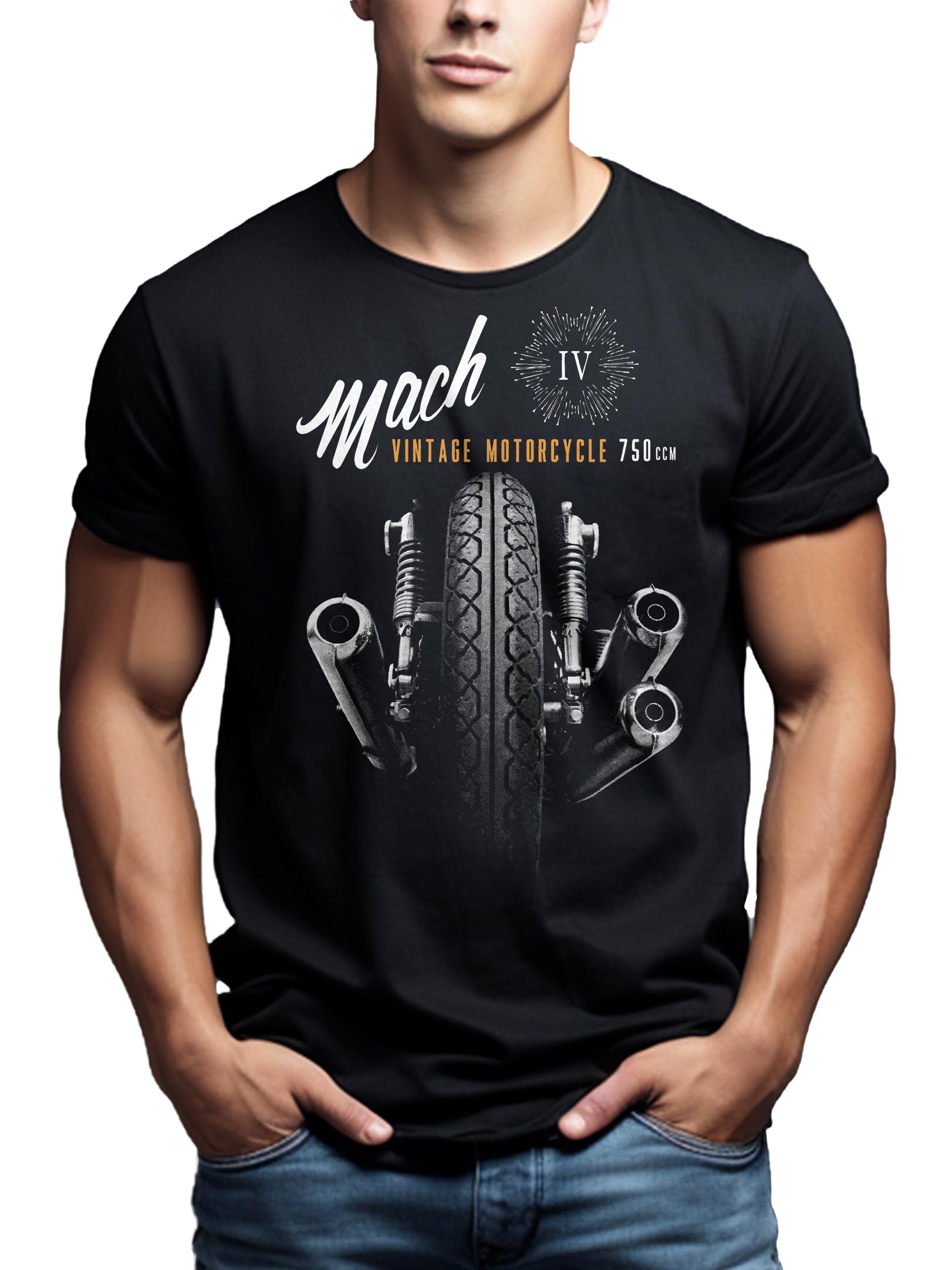 MAKAYA Maglietta Vintage Motocicletta - T-Shirt Moto Regali per Motociclisti Mach 4 Ninja