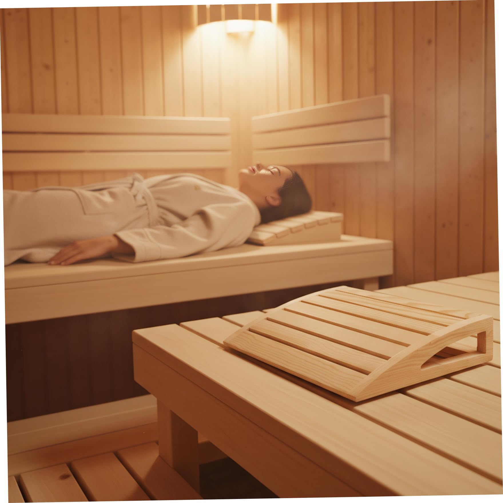 Sauna-Kopfstütze aus Holz, ergonomisches Nackenstützkissen zum Entspannen in der Sauna, rustikales Spa und Zubehör für Männer und Frauen, bequeme Rücken- Nackenstütze