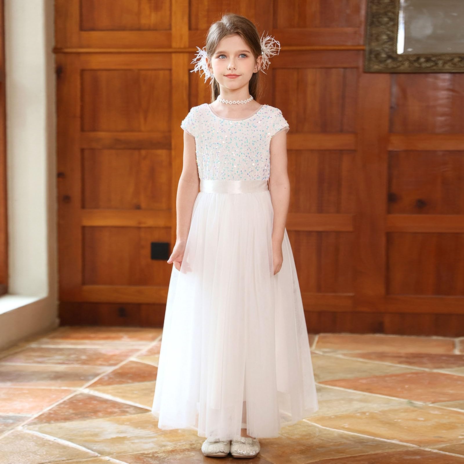 Elegantes Mädchen-Abendkleid für Aufführungen und Schönheitswettbewerbe: Tutu-Kleid mit Rock Schärpe