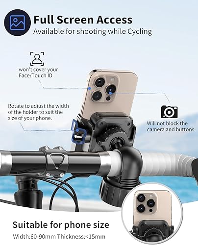 Miniatura 2 de Soporte de teléfono para motocicleta, cámara sin bloqueo Soporte de teléfono para bicicleta, envuelto de silicona Soporte de teléfono celular para