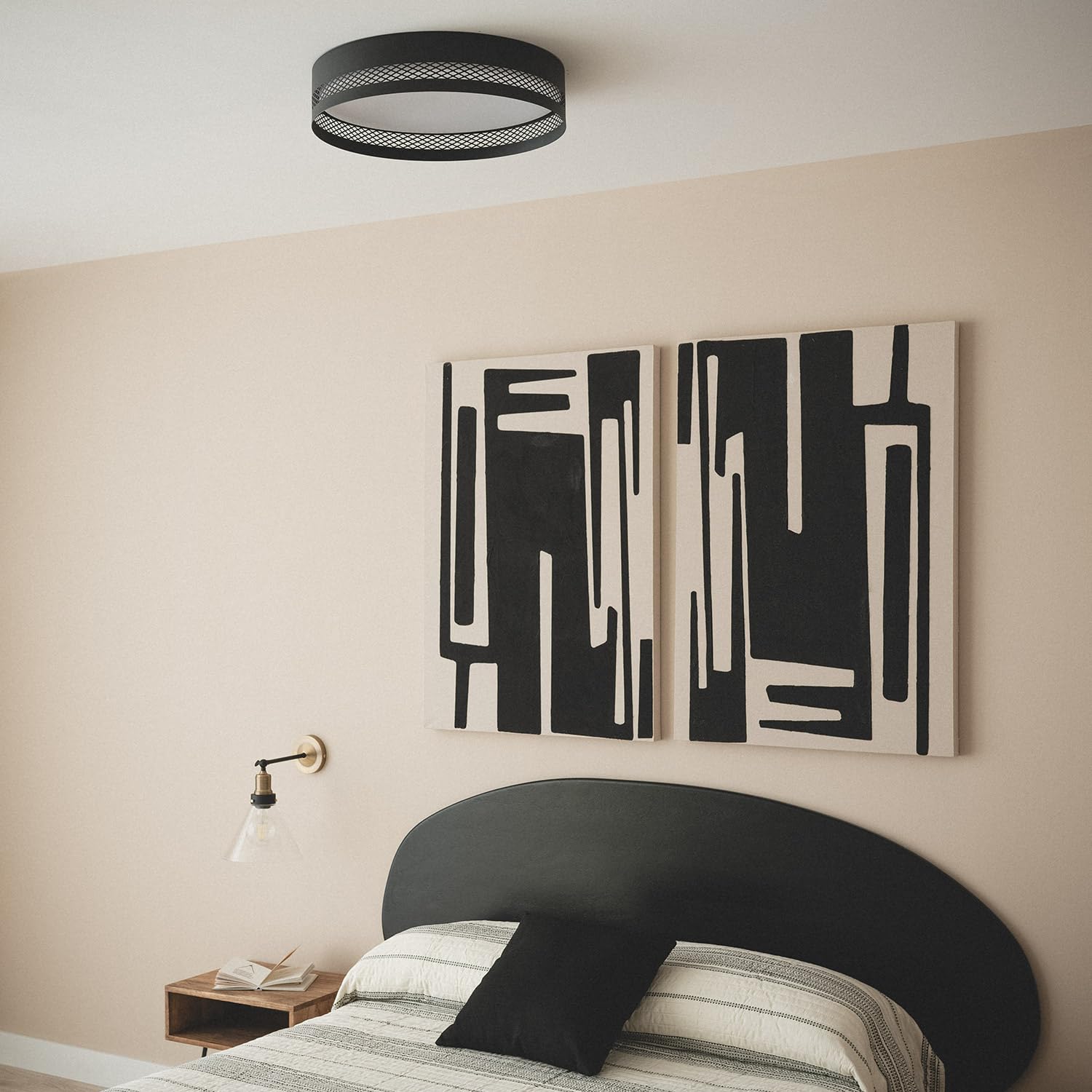 LEDKIA Plafón de Techo LED 40W Acero Saska L Negro Mate | Ideal para Cocina, Comedor, Habitación