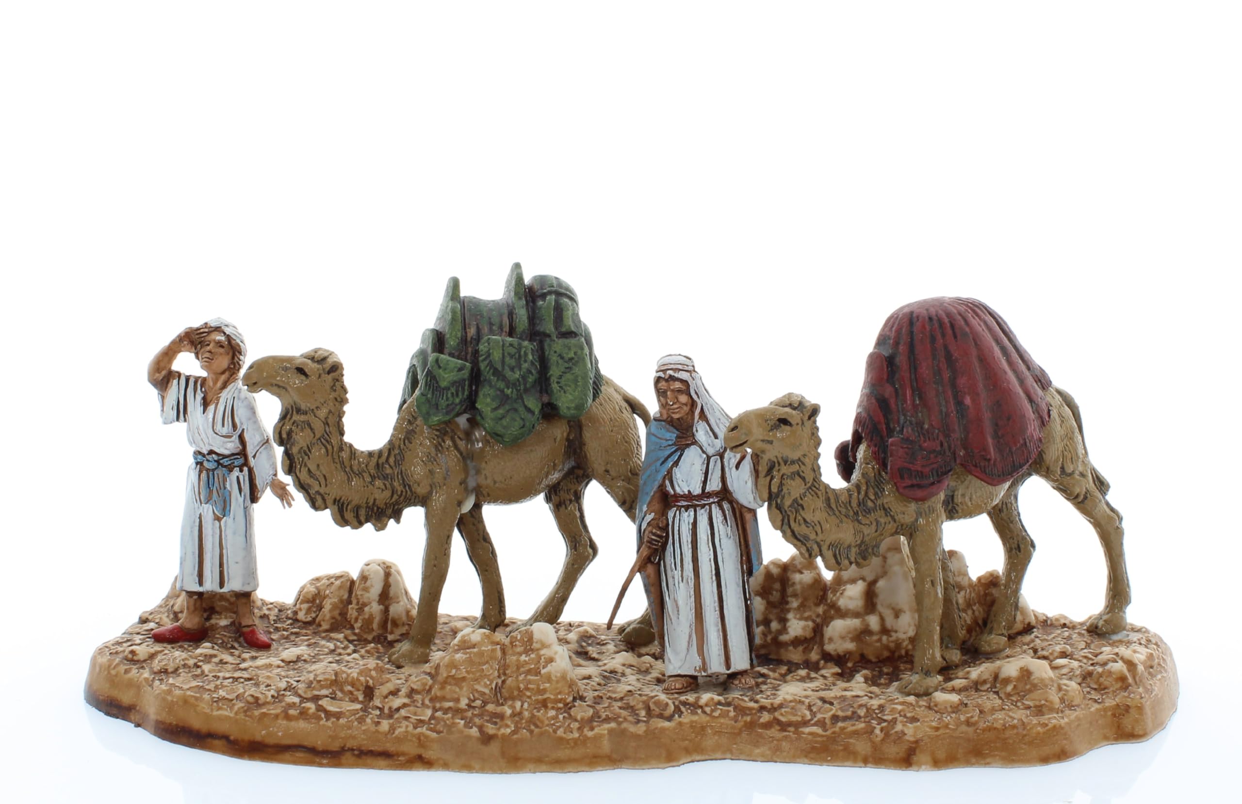 Moranduzzo Multi-Coloured Camel Drivers Suitable For 2.36 Inch Crib Scale 1:32 – Mini 2.36" – Indestructible Figurines, 18Th Century Style, Hand-Finished, Sculptor M. Landi, Made In Italy