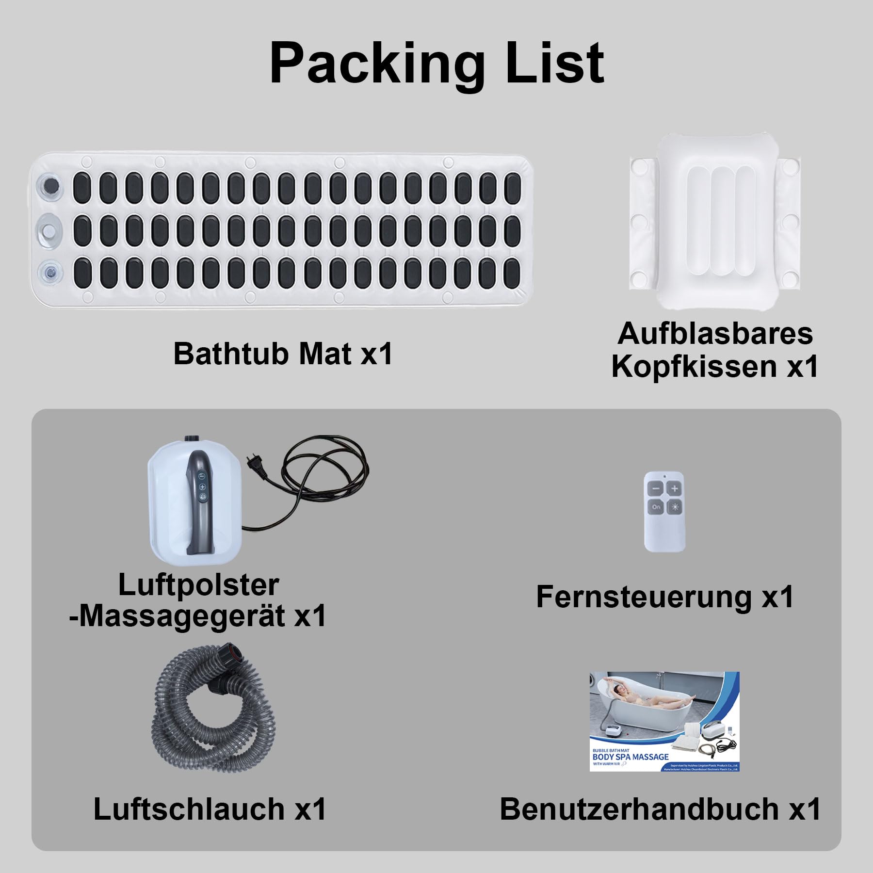 Badewanne Spa Matte, Luftsprudelbad Sprudelmatte, Whirlpool Badewannenmatte mit Kissen, Portable Bubble Bath Massager mit 6 Geschwindigkeit Blasen für Home Relaxation, Anti-Rutsch-Saugnäpfe