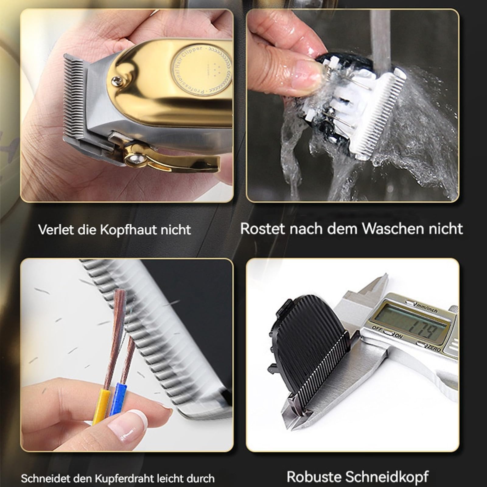 ProTrim 2.0, Haarschneidemaschine Protrim 2.0, ED-Display, die Klinge ist Abwaschbar, Präzise Edelstahlklingen und Kraftvoller Motor für Gleichmäßige Schnitte bei Haar & Bart (Gold)