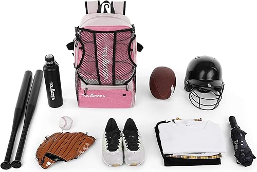 Miniatura 3 de Bolsa de béisbol mochila de béisbol juvenil bolsa de bate para béisbol equipo de T-Ball y sóftbol mochila de bate de béisbol para niños y niñas con
