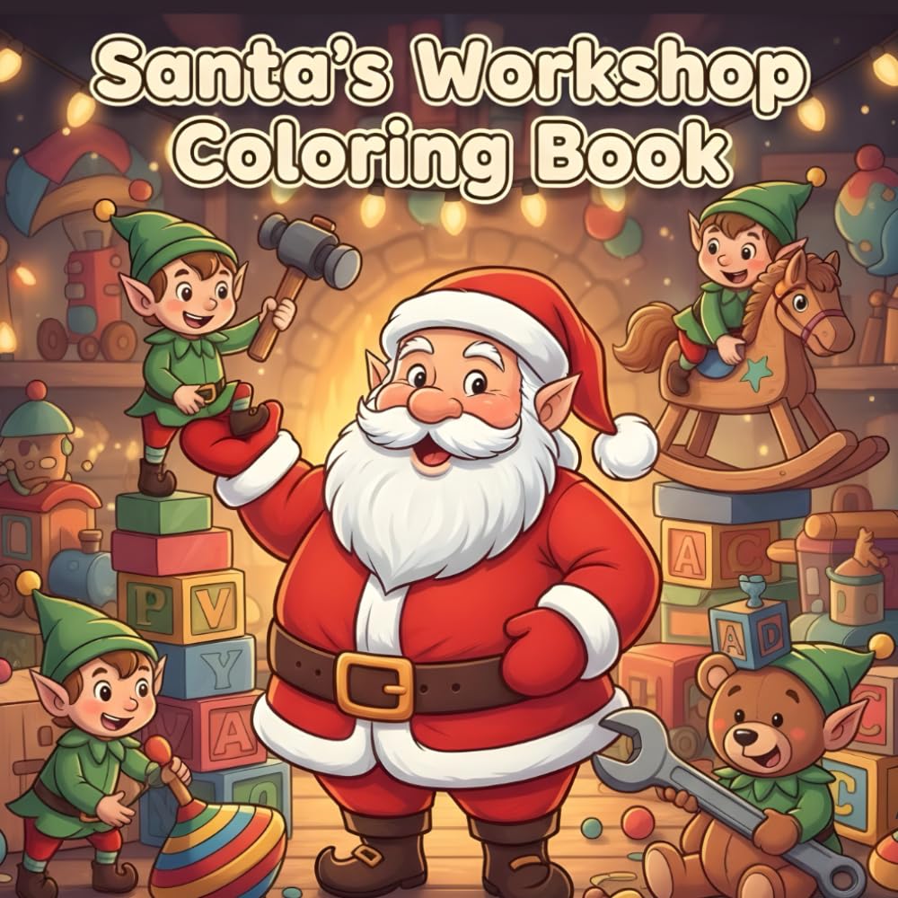 Santa's Workshop Coloring Book: A Fun Holiday Coloring Adventure For Kids (NAVIDAD)