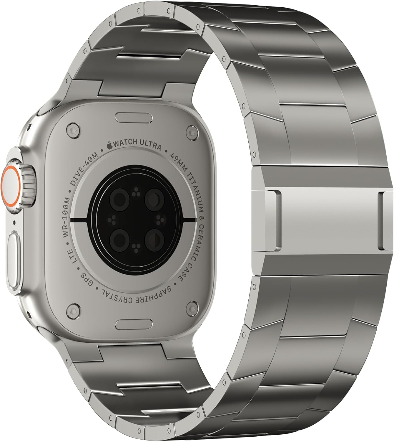 ACESTAR Full Titanium Band Compatible with Apple Watch Ultra 3/2/1 49mm/ Series 10 46mm, 24mm Wide Adjustable Links with Titanium Magnetic Clasp Connectors and DLC Coating - Image 5