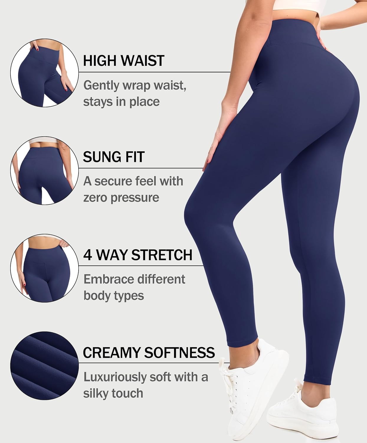 VALANDY Creamlush 3 Pack Leggings for Women-High Waisted Buttery Soft Stretch Yoga Lounge Pants - Image 4