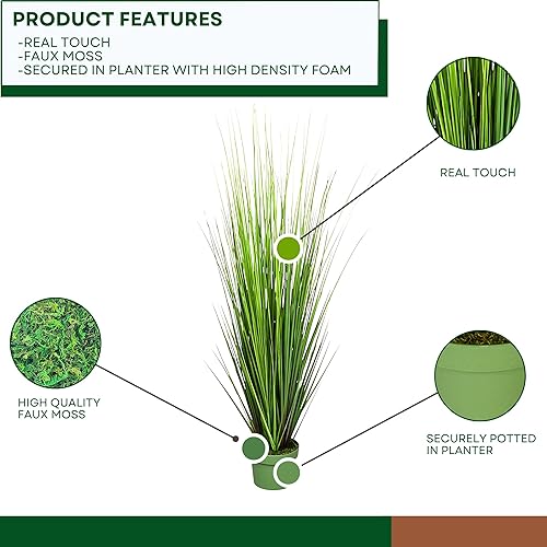 Miniatura 4 de House of Silk Flowers - Hierba sintética de PVC verde de 42 pulgadas