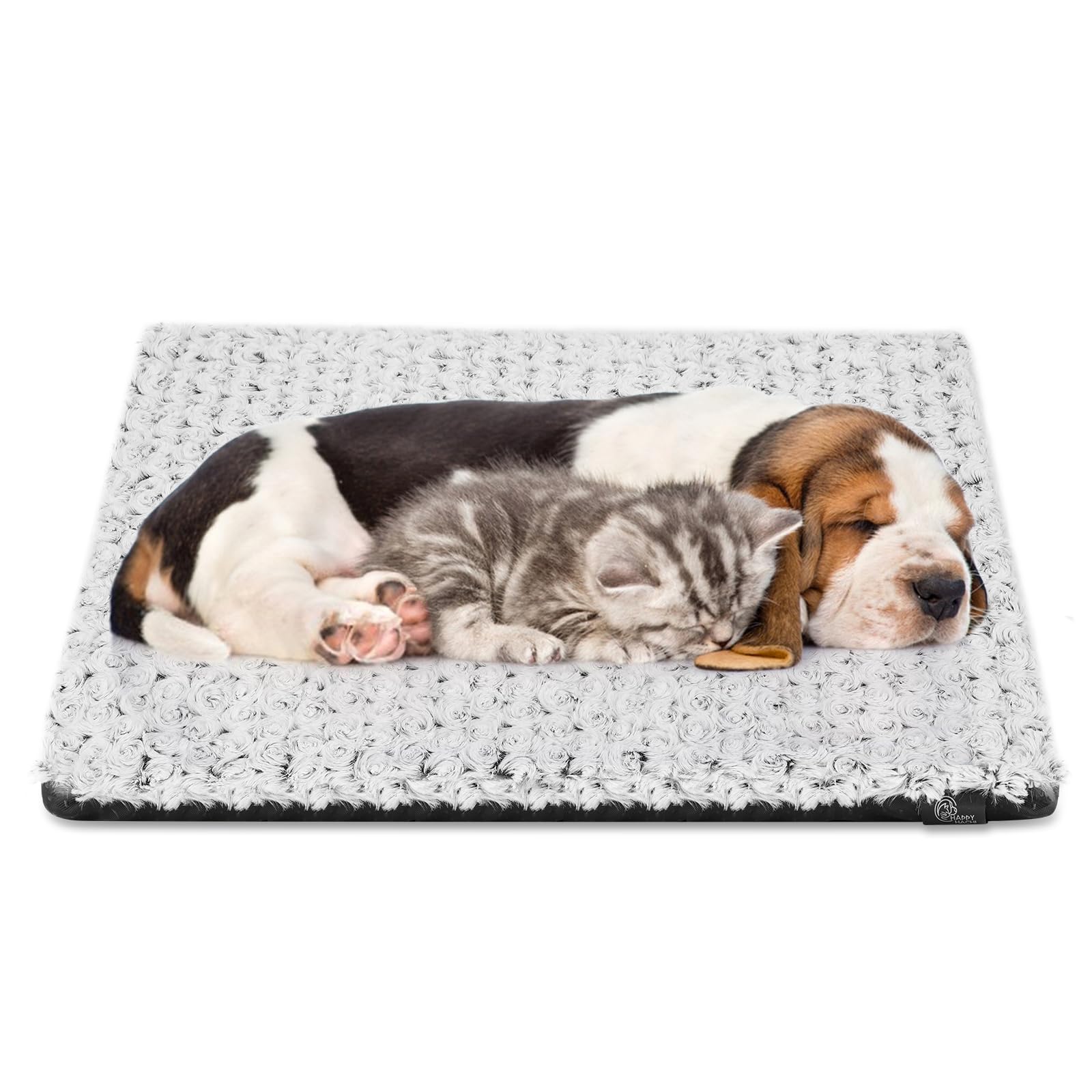 HAPPY HACHI Tapis Chauffant Chat Chien, 60×45 cm Coussin Auto-Chauffant Chat Tapis sans électricité & Batteries Couverture Chauffante Lavable Antidérapante pour Chien