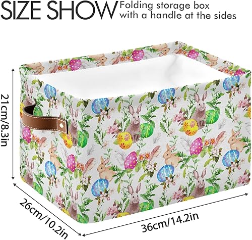 Miniatura 10 de Cesta de almacenamiento grande de madera verde azulado, turquesa, verde, plegable, con asas, para dormitorio, oficina en casa