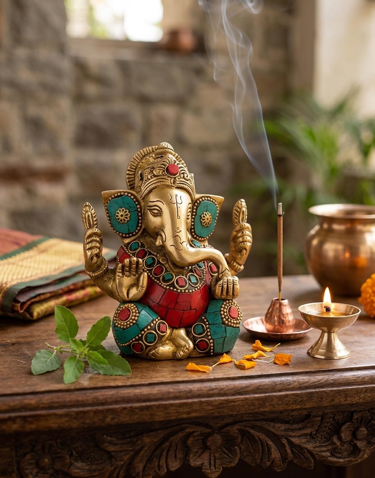 Brass Ganesha Statue - Health & Happiness Decor -2