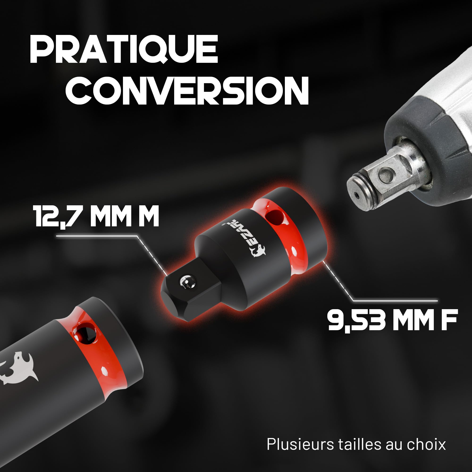 EZARC Lot de 21 adaptateurs de clé à douille, extensions et réducteurs CR-V, joints de cardan CR-MO et adaptateur à impact, visseuse à percussion, accessoires pour réparation automobile et atelier