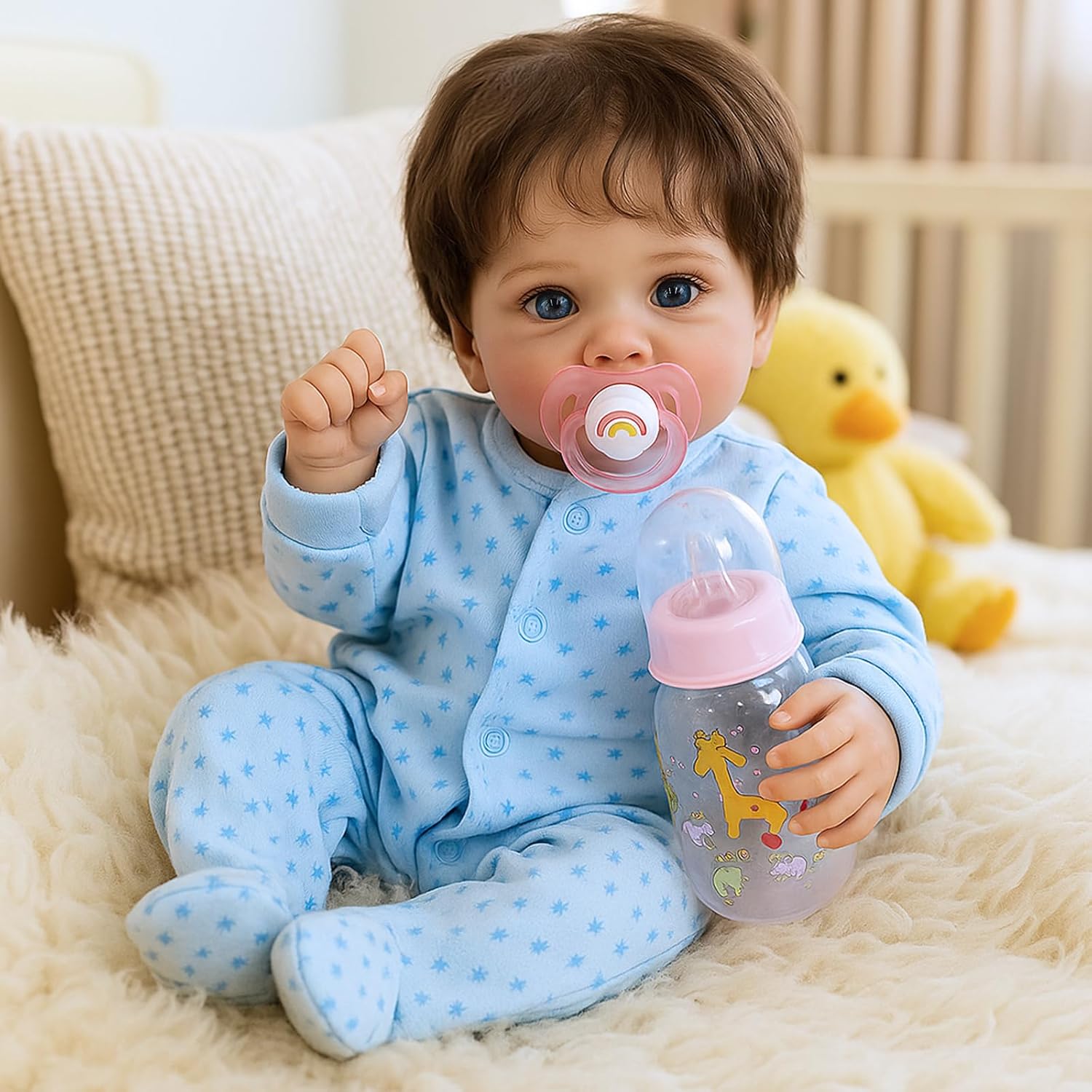 Dreamy Blue-Eyed Reborn Baby Doll with Complete Care Set for Ages 3+