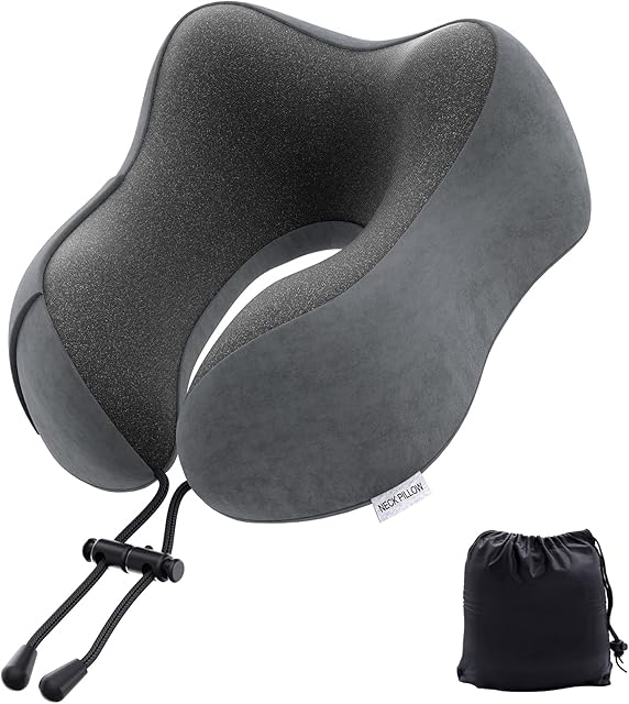 Travel Pillow Memory Foam Neck Pillow Lightweight Quick Pack for Airplane Train Car Neck Support Pillow for Travel Camping