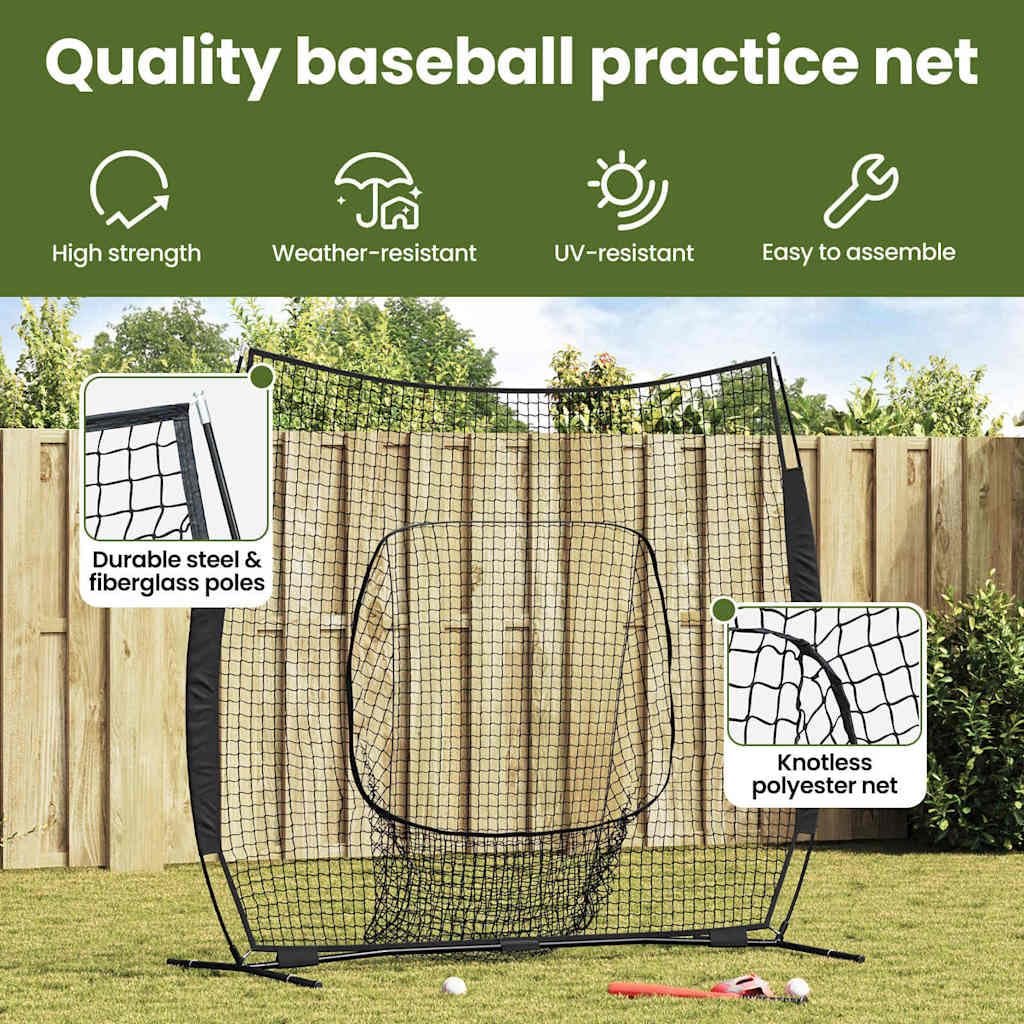 vidaXL Baseball-Übungsnetz Schwarz 250 x 106 x 209 cm Polyester, Verstellbares, Robustes Trainingsnetz, ideal für Outdoor-Fähigkeiten, Baseball-Ausrüstung, Zubehör für Leistung