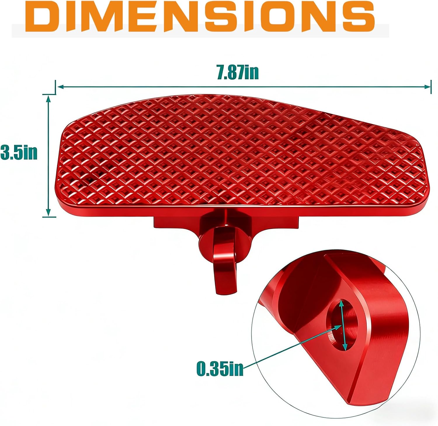 Rear Diamond Passenger Foot Pegs, Mini Floorboards Foorests for Harley Touring Road Glide Road King Electra Glide Street Glide Softail Fat Boy Street Bob Low Riderst Dyna, Red