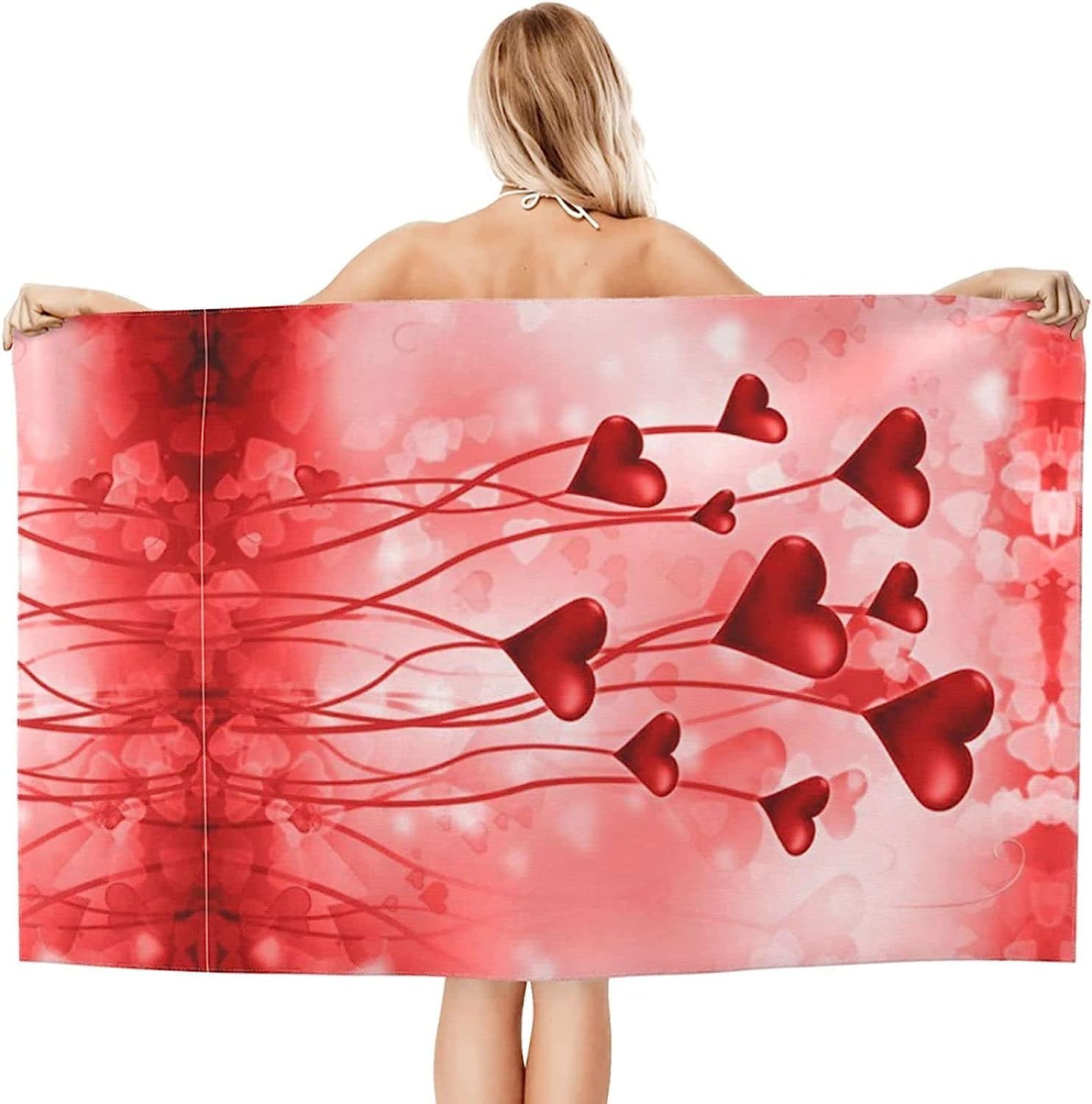 Serviette De Plage 3D, Séchage Rapide Microfibre Serviette De Bain, Coeur Romantique Serviettes De Plage XXL 200 X 200 Cm, Voyages, Camping, Vacances, Femme Homme Enfant Drap De Plage -6F2G