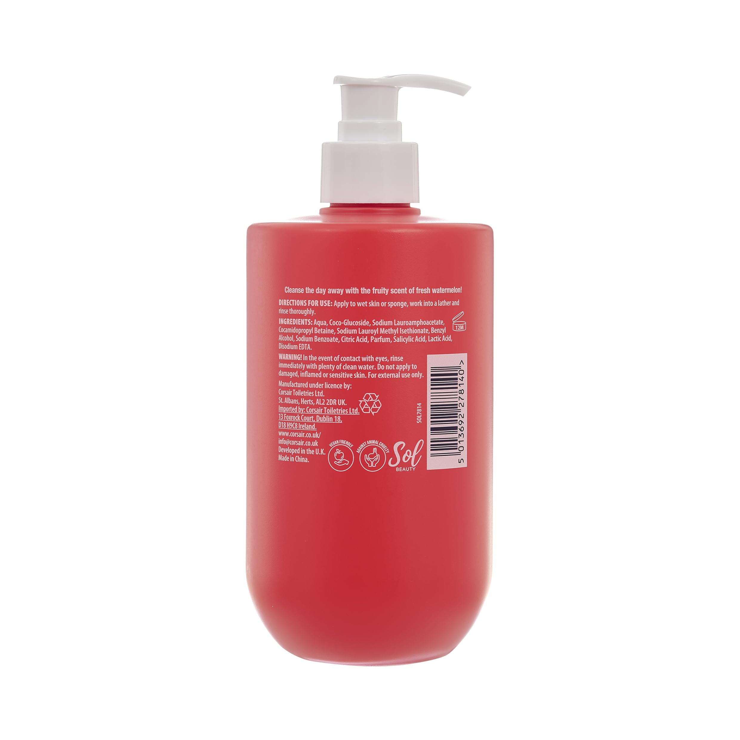 Sol Beauty Shower Cream Watermelon Scent, Renewing and Smoothing Vegan Friendly and Cruelty Free Shower Gel, 500ml - Image 2