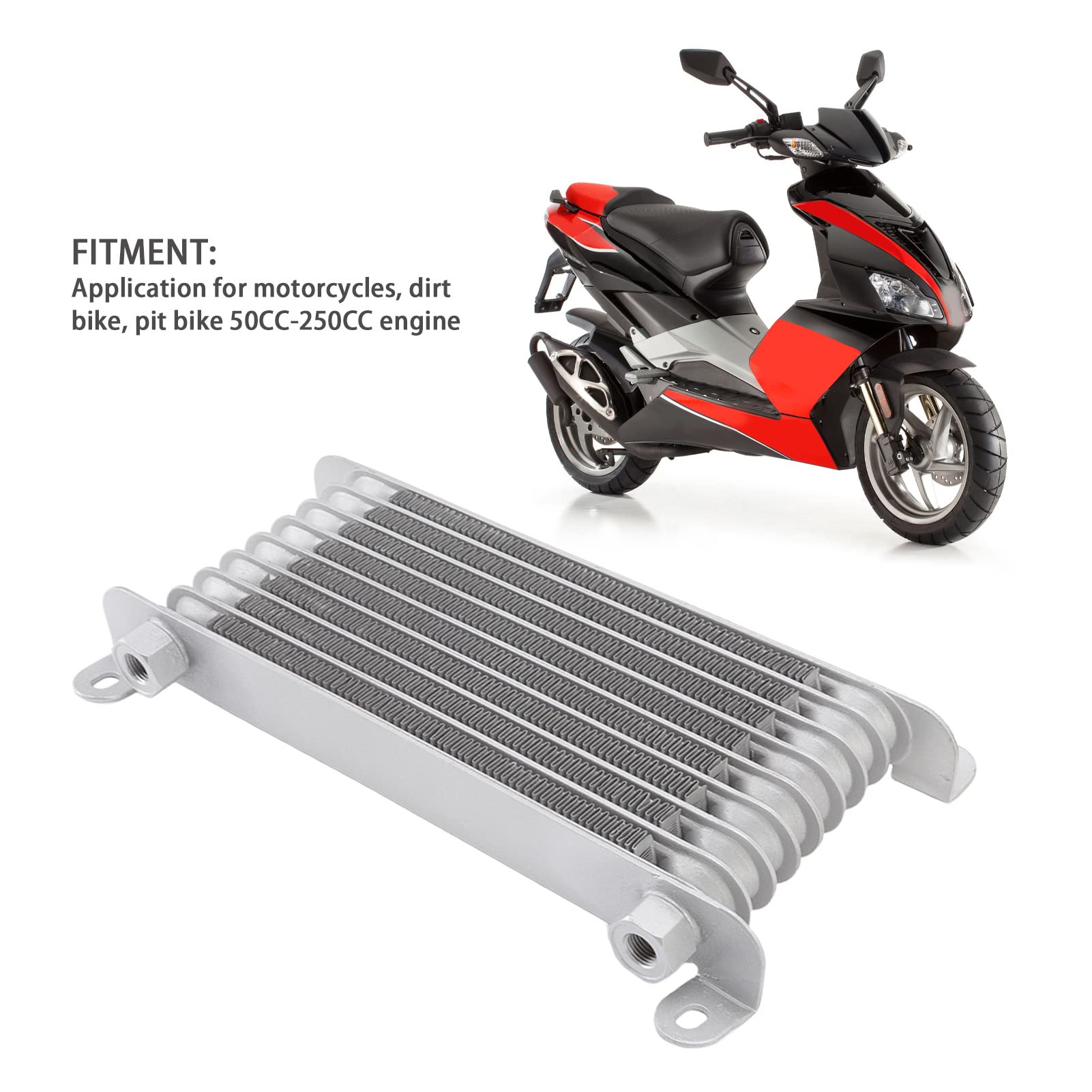 Radiatore radiatore olio in alluminio ad alte prestazioni per motori moto, moto da cross, pit bike 50CC 250CC - Raffreddamento rapido, riduce l'usura del motore, prolunga la durata
