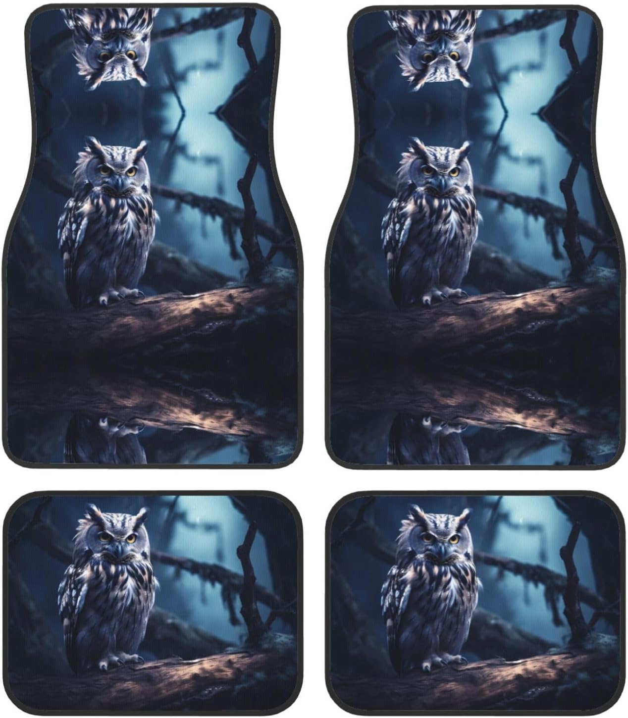 Late Night Owl Patterned car mats 4-piece set | For cars/SUVs/trucks | Firm fit without displacement