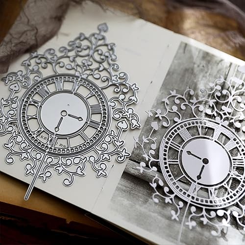 Relojes de encaje grandes con marco de metal troquelado, plantillas de marco de flores de encaje, manualidades, tarjetas, troqueles de corte para