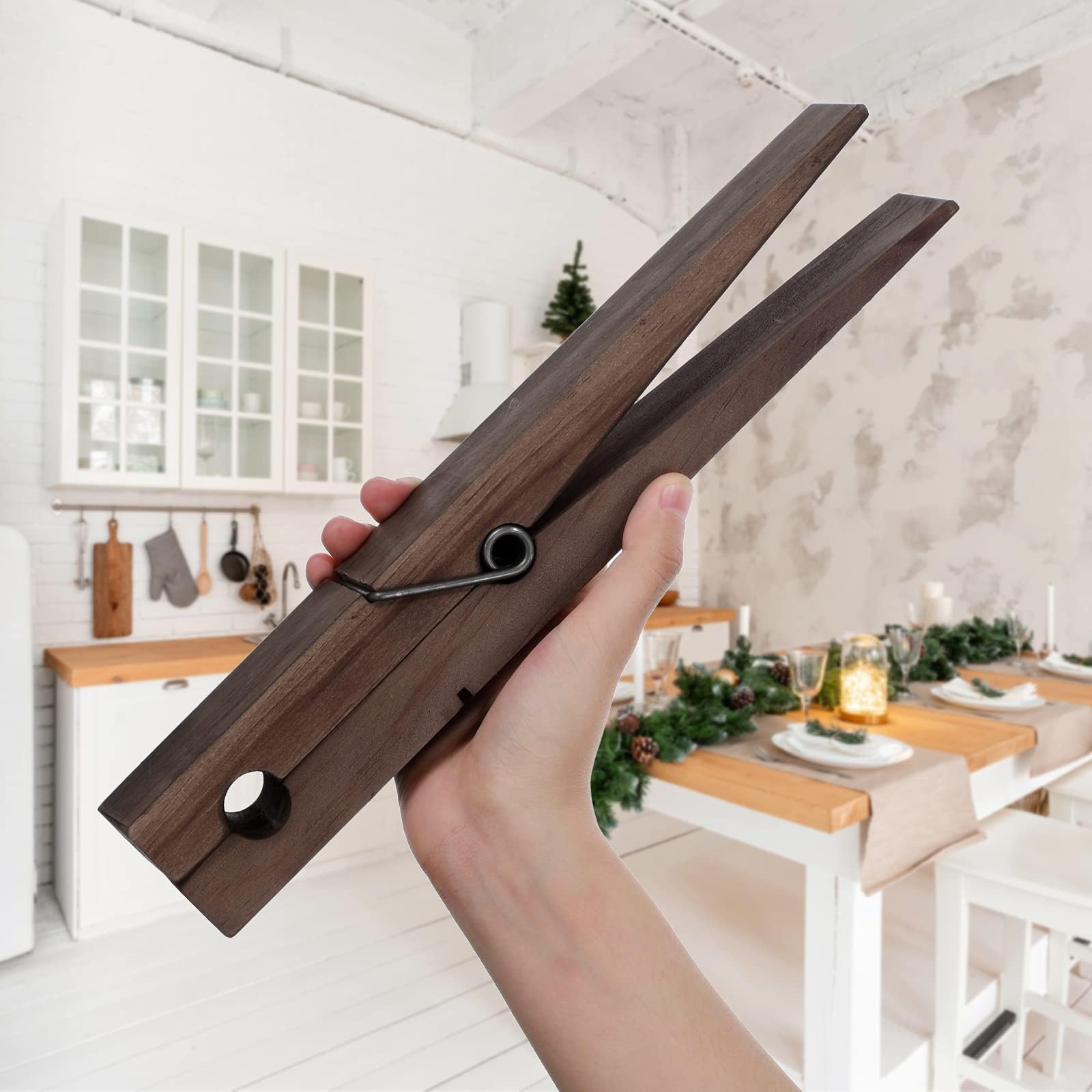 Giant Clothes Peg with Adhesive, Jumbo Wooden Clothes Pegs, Large Clothes Pin, Towel Holder, Wooden Clothes Pegs, Gift for DIY, Craft, Winter, Spring, Christmas, Farmhouse