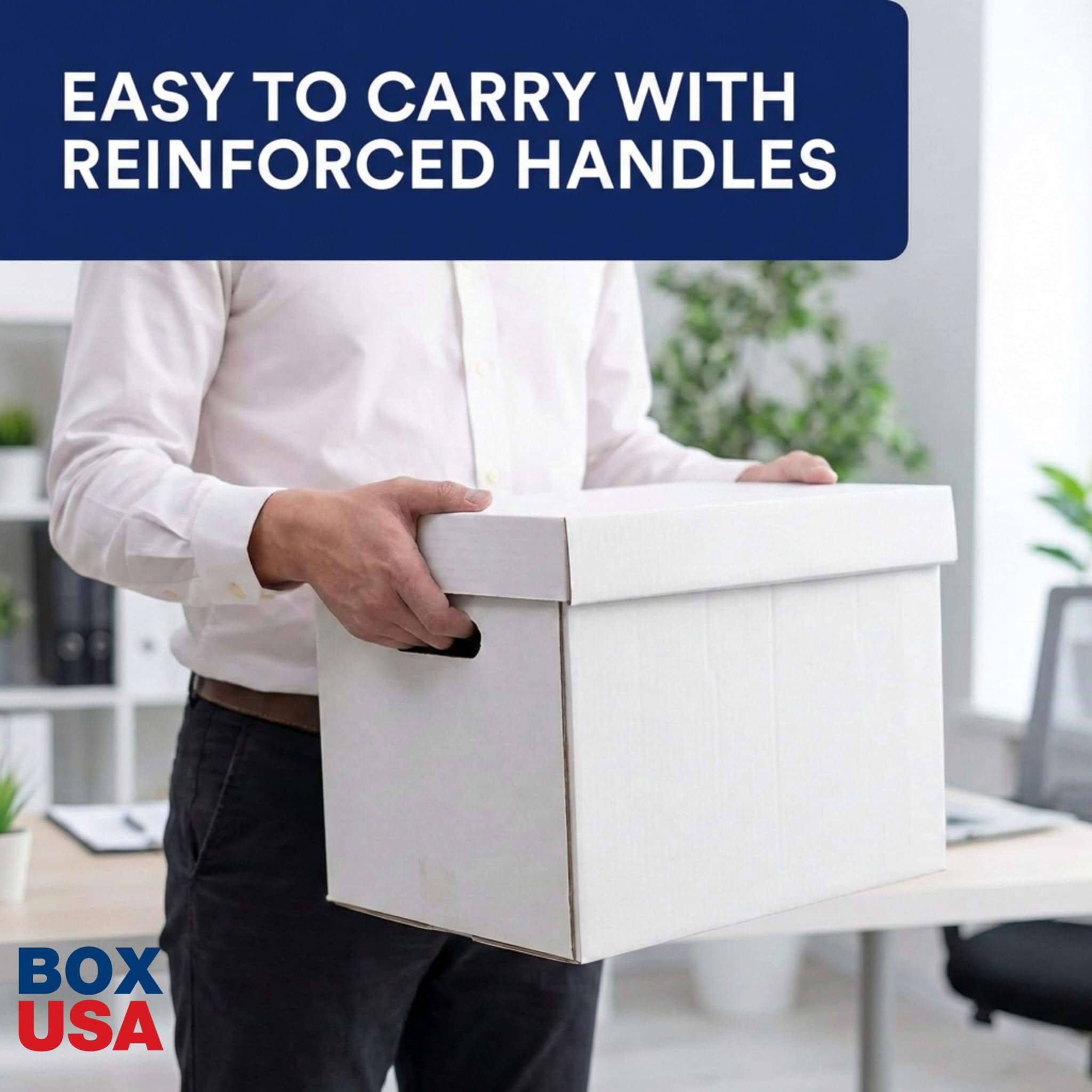 BOX USA Scatole con coperchi e manici (confezione da 12) – Scatole per documenti per ufficio, libri, traslochi e imballaggi