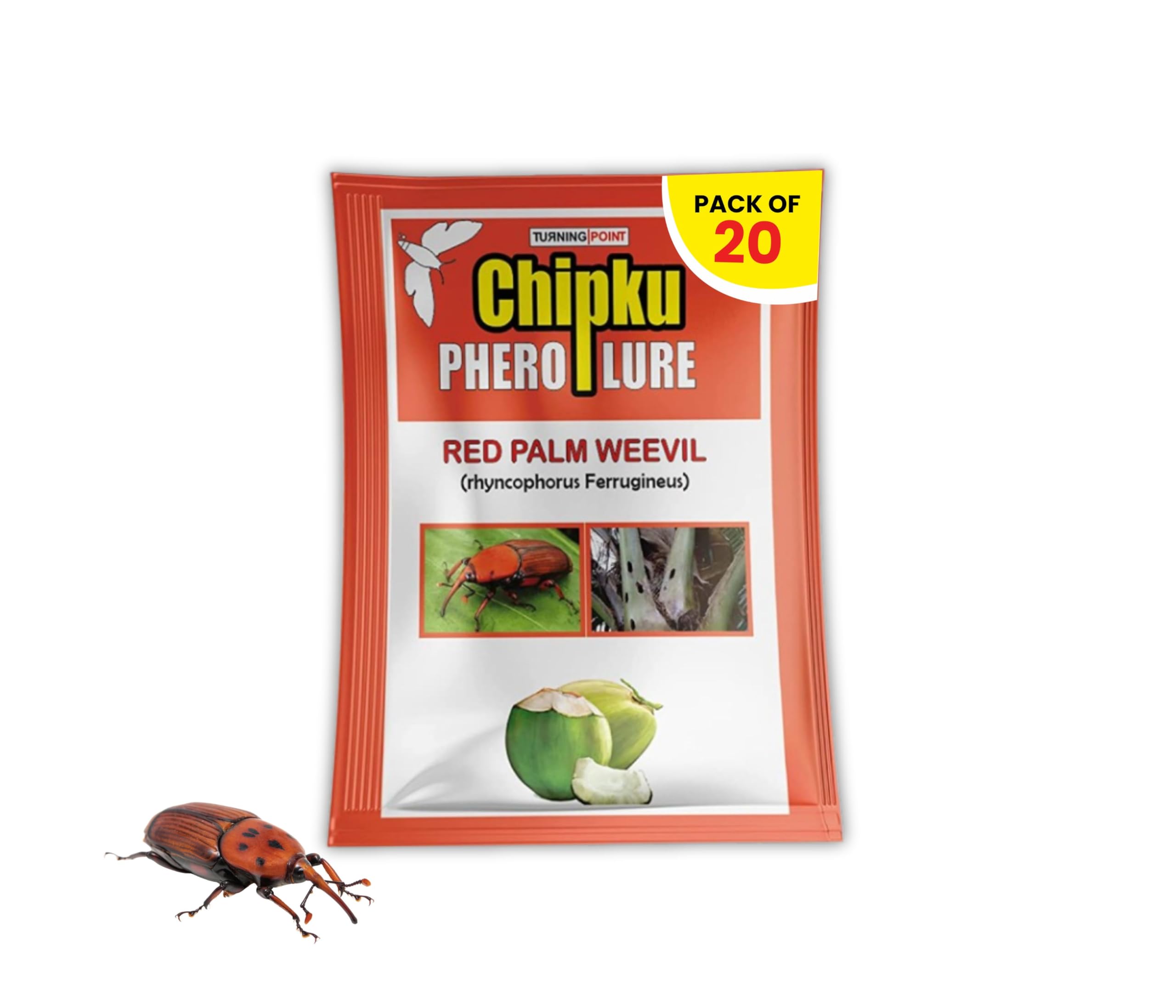 Chipku_Pheromone Lure RED Palm Weevil Against Rhynchophorus ferrugineus for Coconut Palm Tree Insects Control/Organic Farming/Turning Point Natural Care Pack of 20-image-11