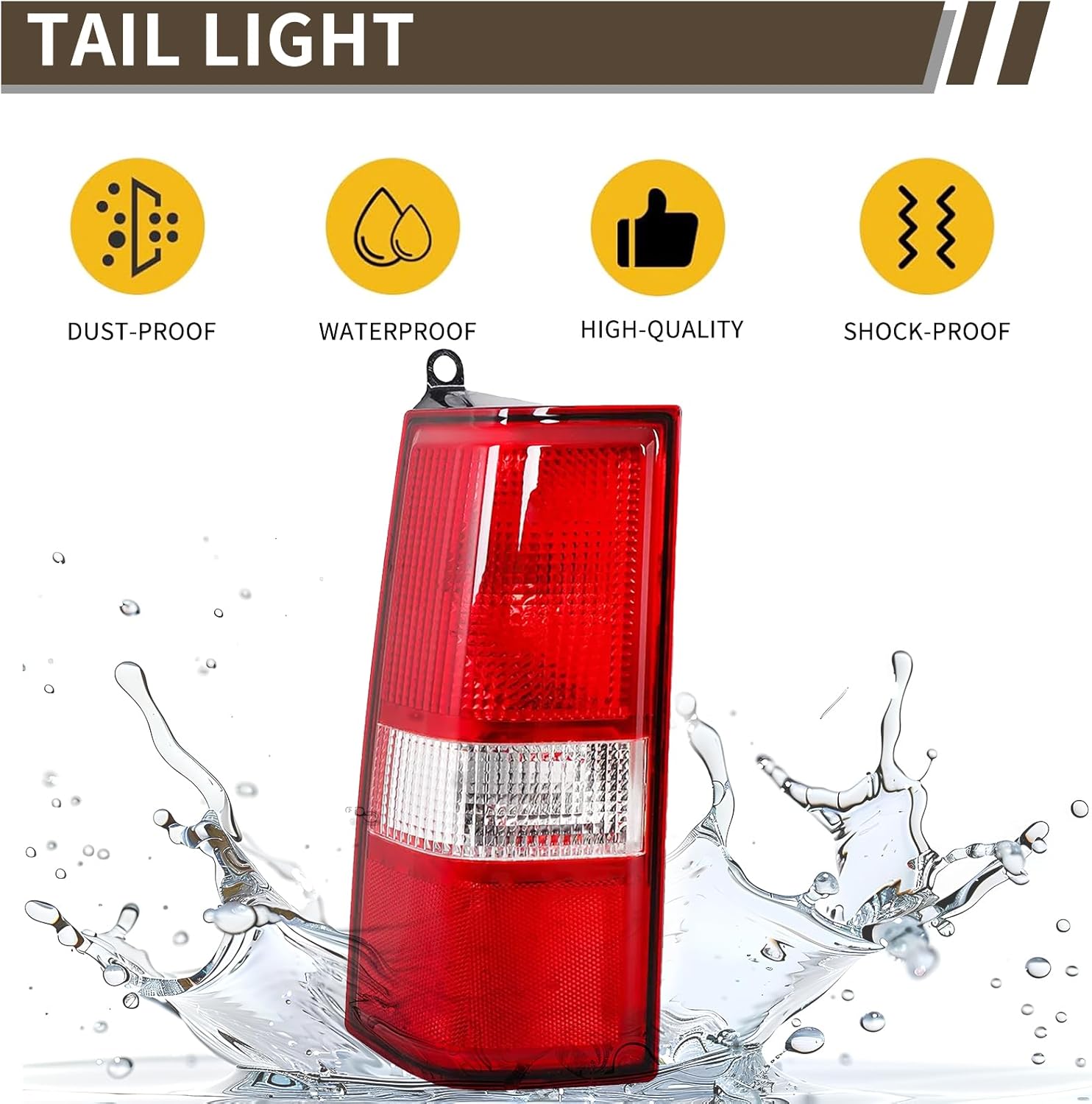 Tail Light Compatible With 2003-2014 Chevy Express 1500, 2003-2023 Chevrolet Express 2500/3500, 2003-2023 GMC Savana Left Driver Side RED Rear Brake Lamps