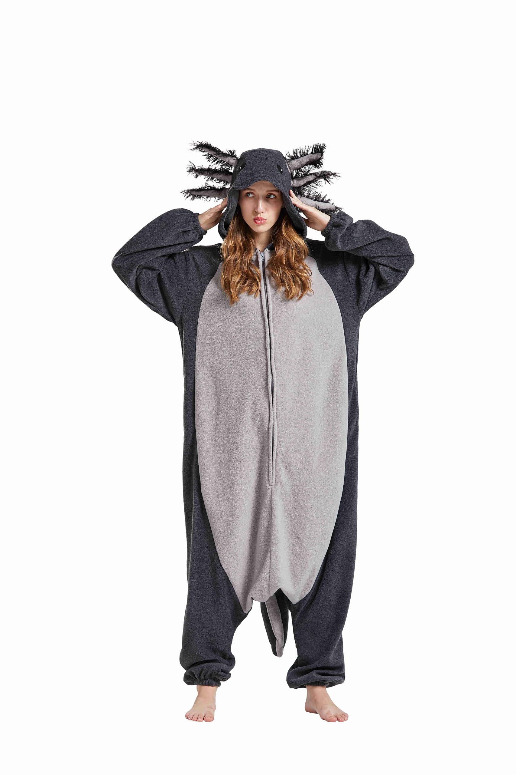 SimZoo Axolotl Tier-Einteiler-Pyjama für Erwachsene, Herren