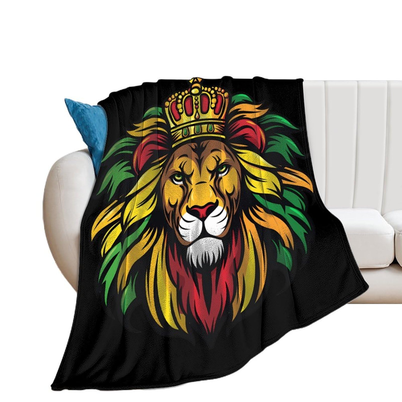Rasta-Reggae-Lion Print Blanket Throw Blankets Soft Bed Blanketes for Sofa Couch Office 30"*40"（76 * 100cm）