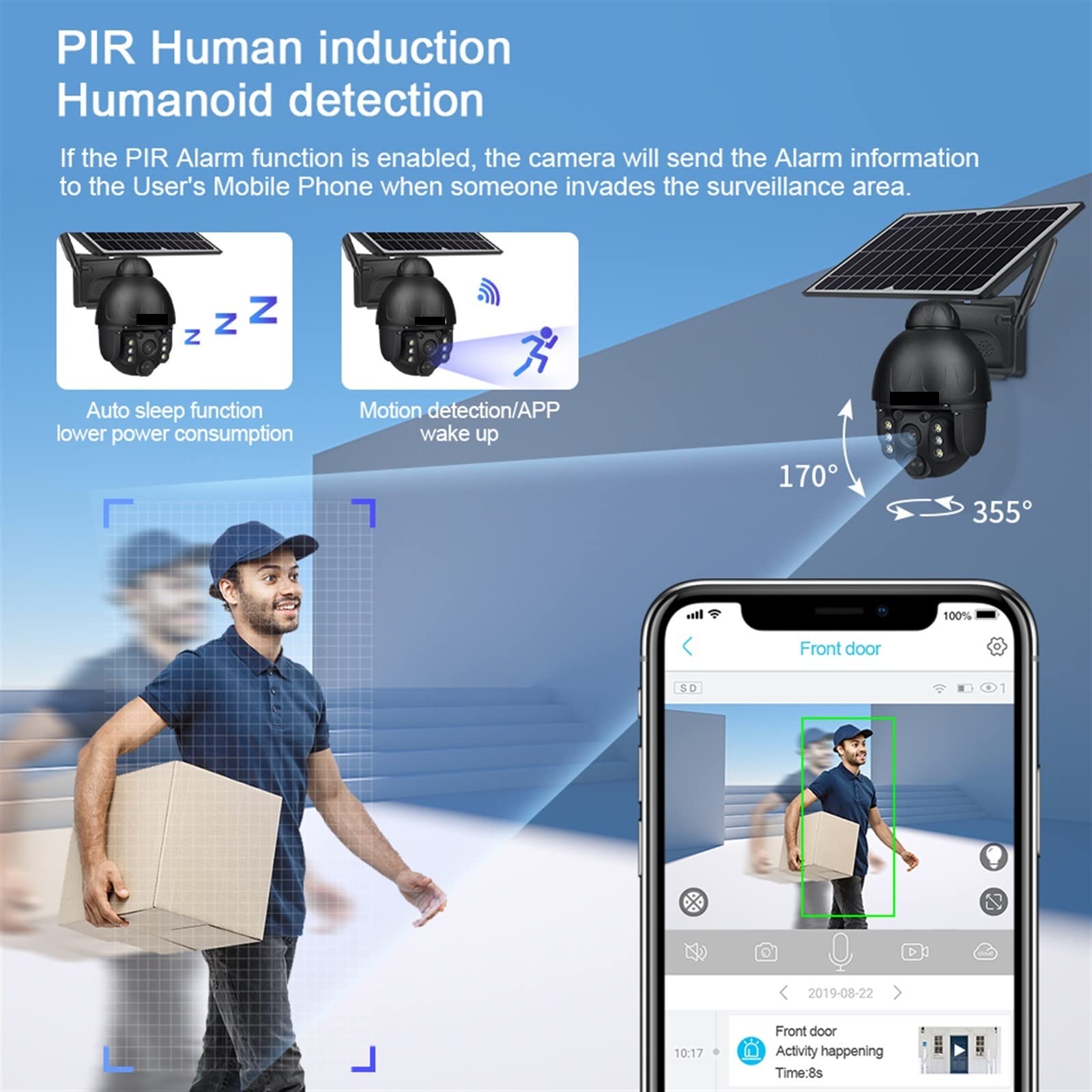 Telecamera Wifi Esterno, Telecamera solare 4G for esterni 2MP Pannello solare di sicurezza HD CCTV Videosorveglianza Monitor PIR Cam notturna a colori impermeabile ,Sicurezza, Antifurto(4G BLACK CAMER