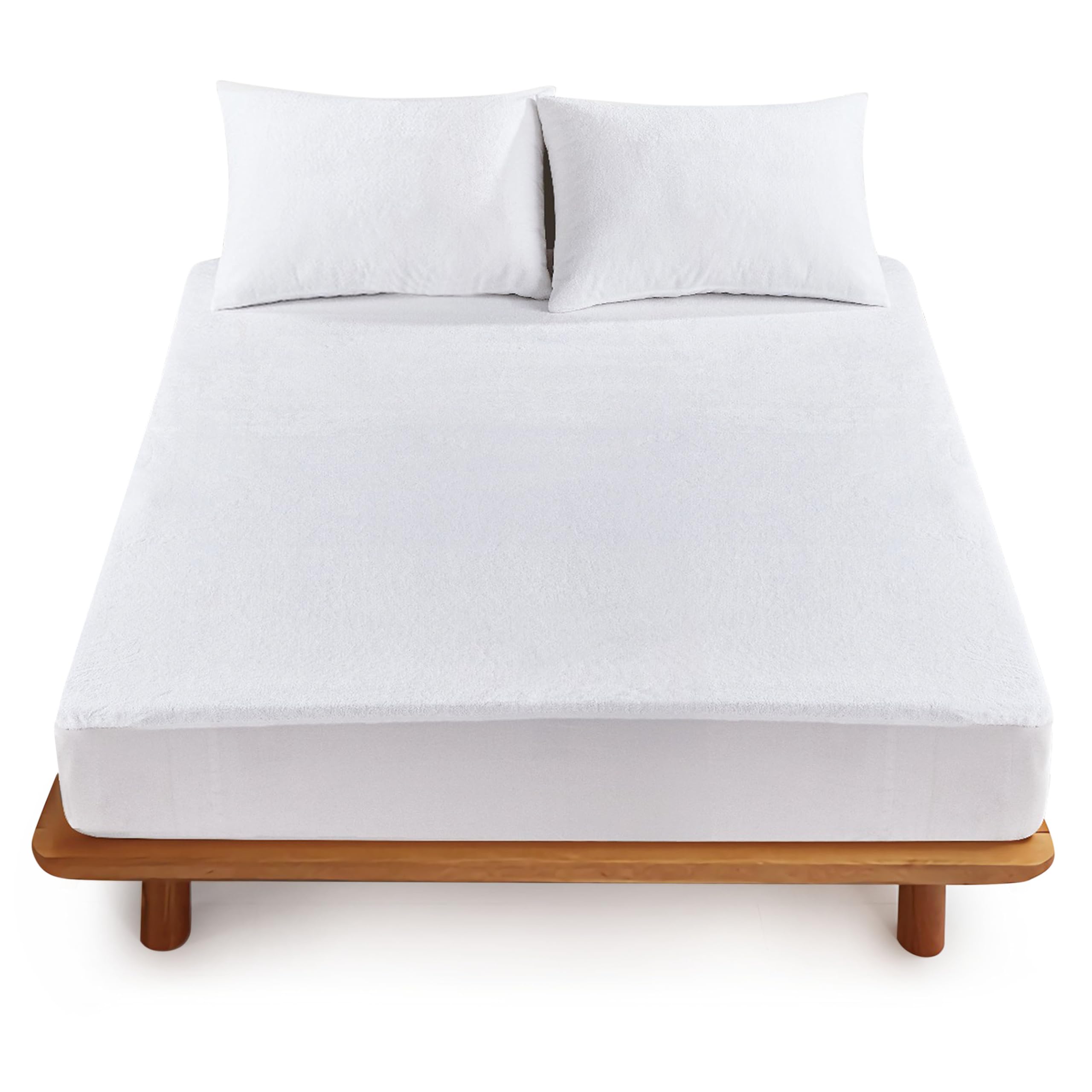 HOUSSE King Size Waterproof Mattress Protector 80 * 38" Inches | Premium Bed Mattress Protector Cover | 100% Waterproof | Soft Breathable Fabric | Stretchable Fitted Style | Fits Up to 8 Inch | White-image-42