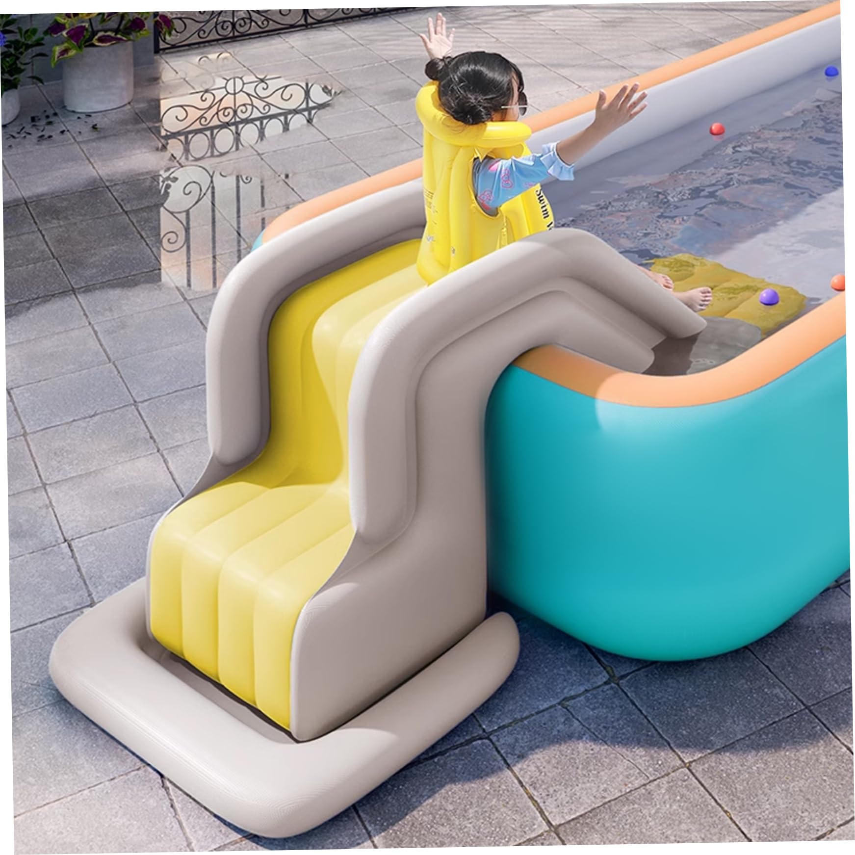 Poolrutsche, 78, 7 x 31, 5 x 33, 5 Zoll PVC PVC aufblasbare Wasserrutsche mit Luftpumpe für Außen-, Innen-, Garten, Garten, Grün