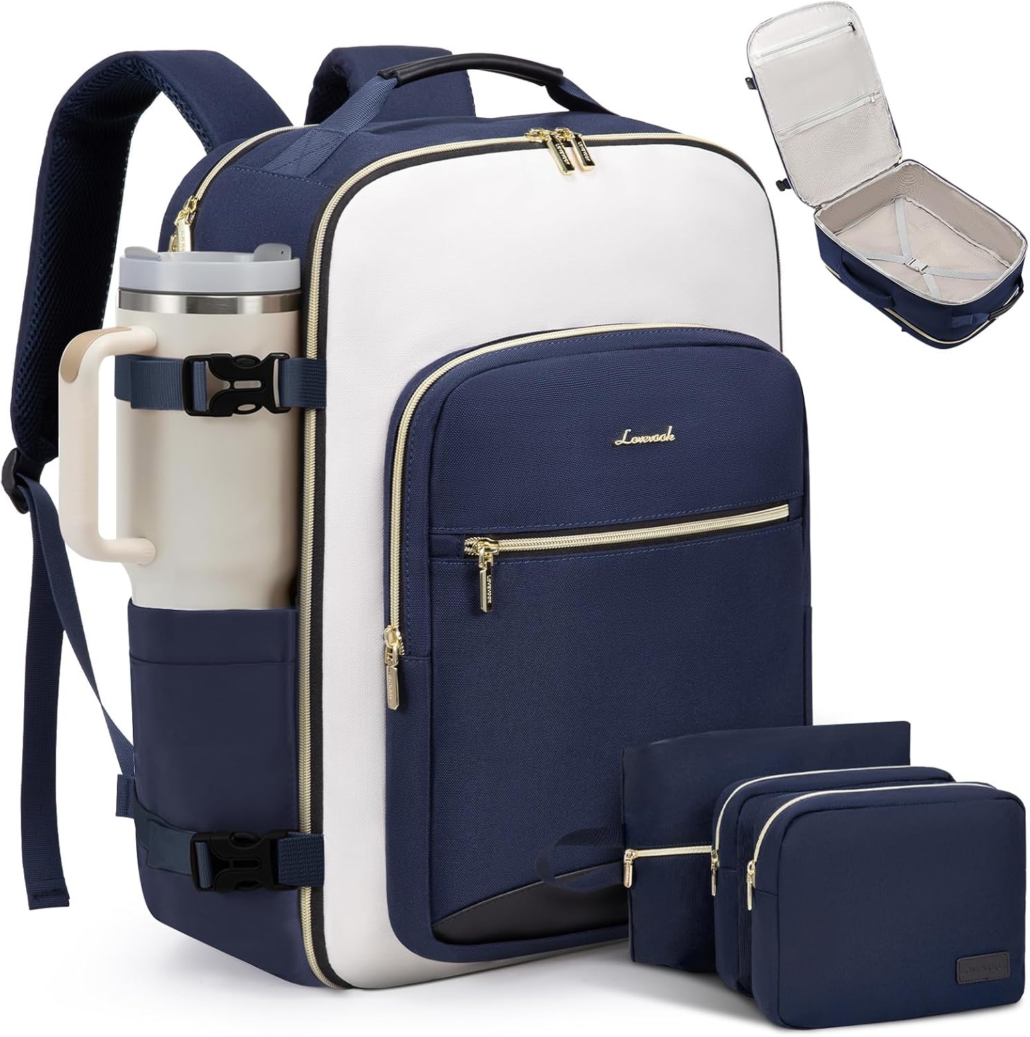 LOVEVOOK Large Travel Backpack for Women & Men, 40L Carry on Backpack for Airplanes, TSA Personal Item Travel Bag fits 17" Laptop, Waterproof Weekender Essentials Airline Approved with 3 Packing Cubes