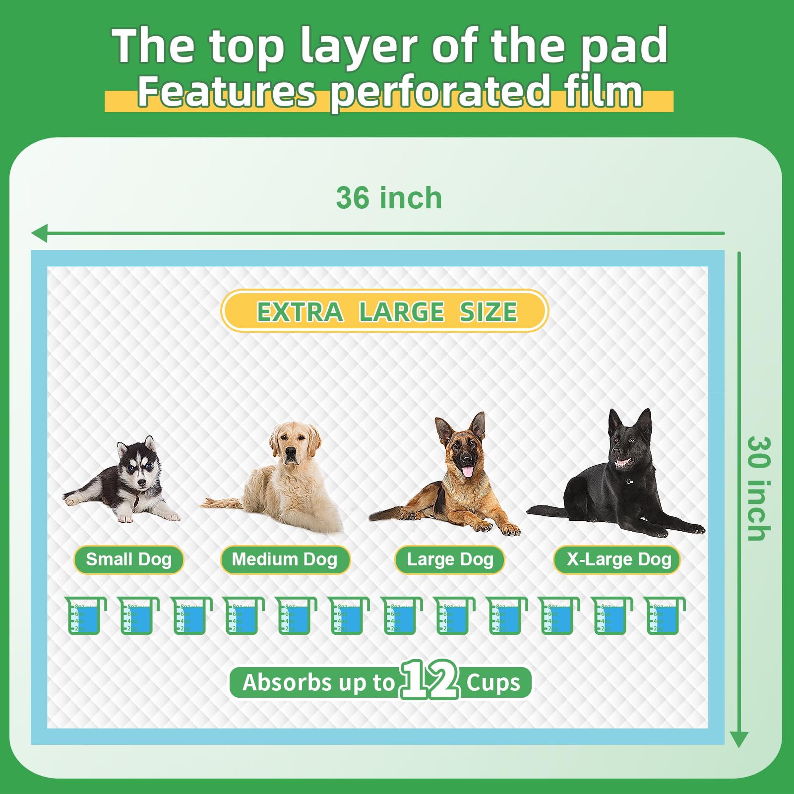 DEEP DEAR Almohadillas para orina de perro extra grandes de 30 x 36 pulgadas, 40 almohadillas para cachorros XXL, a prueba de fugas, extra grandes, almohadillas de entrenamiento para orina para