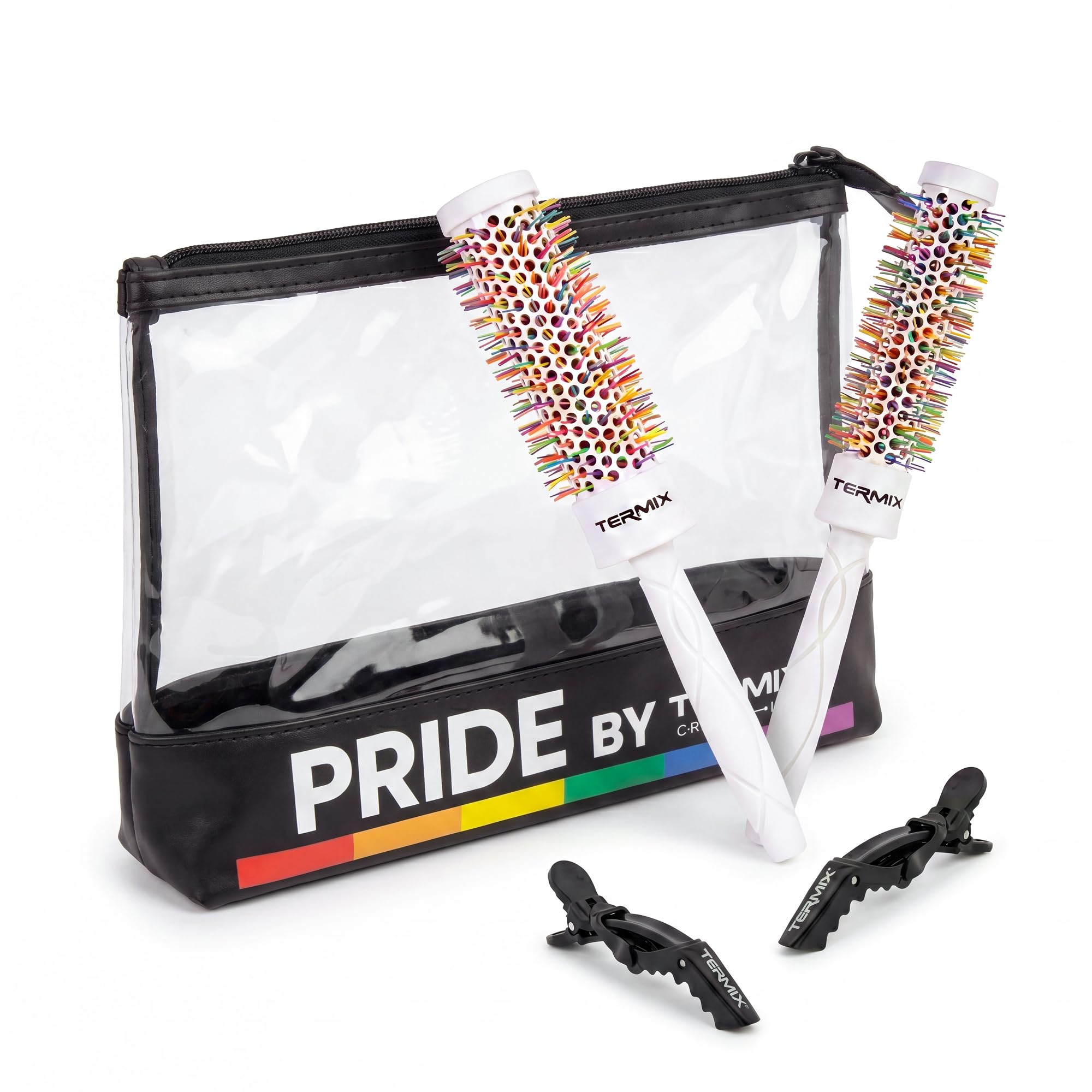 TERMIX - True Colors Pride Edition | Zestaw do stylizacji ze szczotkami termicznymi Ø23 i Ø28, 2 profesjonalnymi klipsami i kosmetyczką | Szczotka, objętość, ruch i profesjonalna definicja włosów