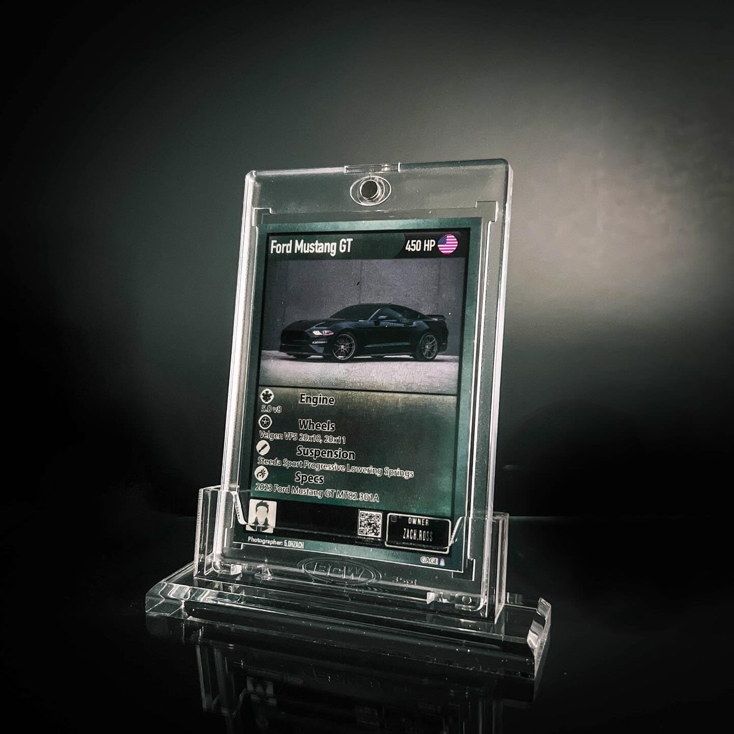 Custom Holographic Trading Cards, Custom Card, Personalized Trading Cards for Cars, Car Portrait Memorial Cards Gift, Gift for Him Custom Rare Cards in Acrylic Display Case (Black)
