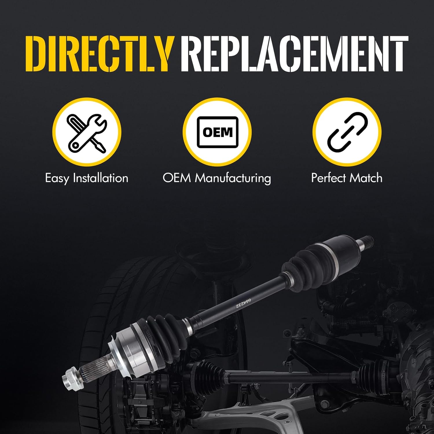 KUSATEC CV Axle Shaft Assembly Compatible with Honda Civic 2006-2015, Front Left side, 1.8L L4, Replace# 66-4232