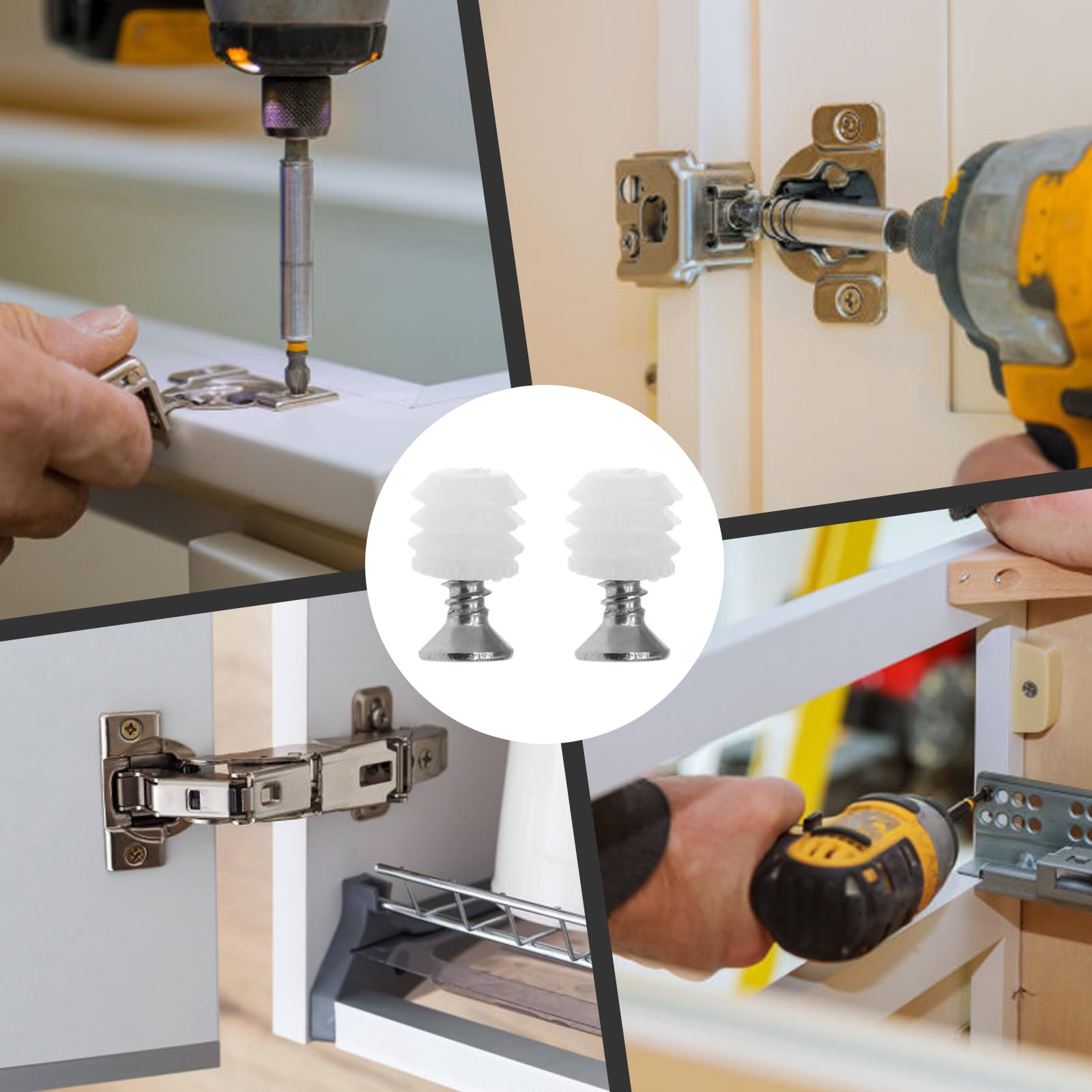 100 pezzi Boccole distanziali 10 mm, inserti per cerniere in plastica con viti, inserti di espansione per cerniere di armadi, riparazione di mobili e cerniere per porte