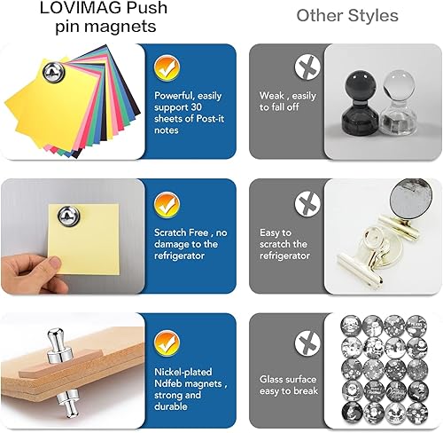 Miniatura 5 de LOVIMAG 120 imanes de neodimio pequeños y fuertes para pizarra blanca, imanes de metal ideales para adultos, imanes de cocina, imanes de oficina,